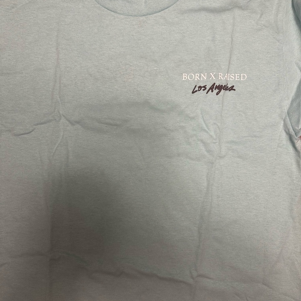 BORN X RAISED Men's Tiffany Blue Puff Print T shirt size Medium